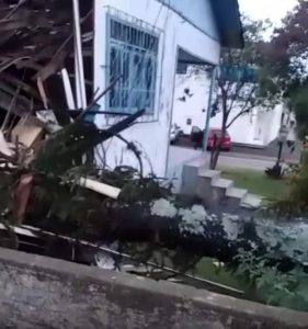 Por conta do temporal, árvore cai e destrói residência em Criciúma