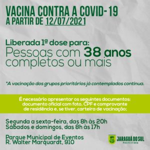 Jaraguá do Sul libera vacina contra a Covid-19 para pessoas com 38 anos