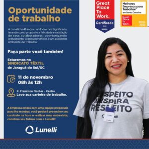 Neste Sábado Empresa Lunelli promove ação de recrutamento