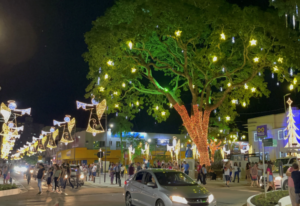 Acendimento das luzes natalinas encanta o público em Jaraguá