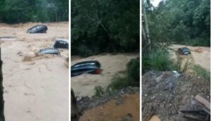 Rio transborda, arrasta carros e deixa rastro de destruição em pequena cidade de SC