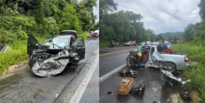 Acidente de trânsito em Itajaí, veículo com placas de Jaraguá do Sul.