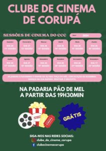 Clube de Cinema de Corupá realizará 11ª sessão.